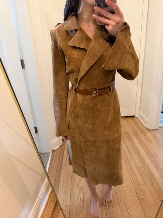 Birou bisou Suede Trench Coat / Dress ( missing cord/ sold without belt) size XS - Picture 1 of 6